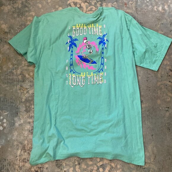 Skin and Bones Mens T-Shirt Surfer Graphic Skeleton Live Fast Ride Hard Tee 2XL - Picture 1 of 9